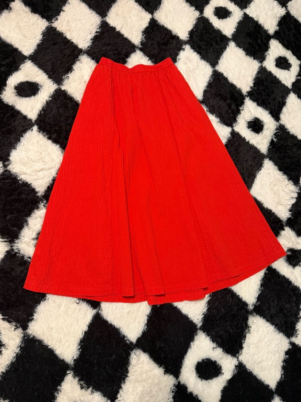 Women's Red A-Line Midi Skirt
